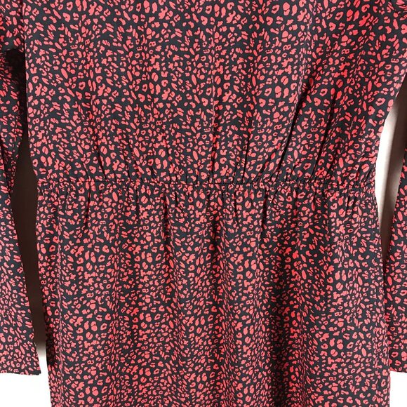Skies Are Blue Red/Black Printed Faux Wrap Dress SMALL - Picture 9 of 11